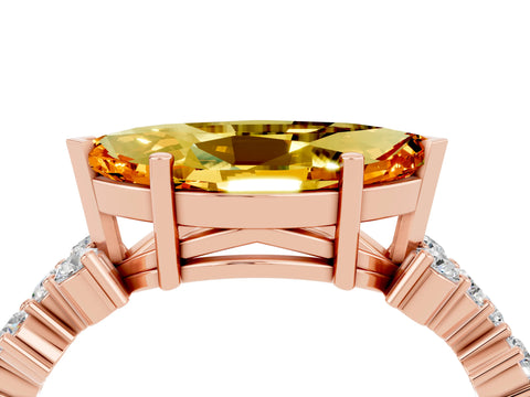 Rose gold Marquise Cut Diamond Cluster Pavé Band with Four-Prong Setting_4