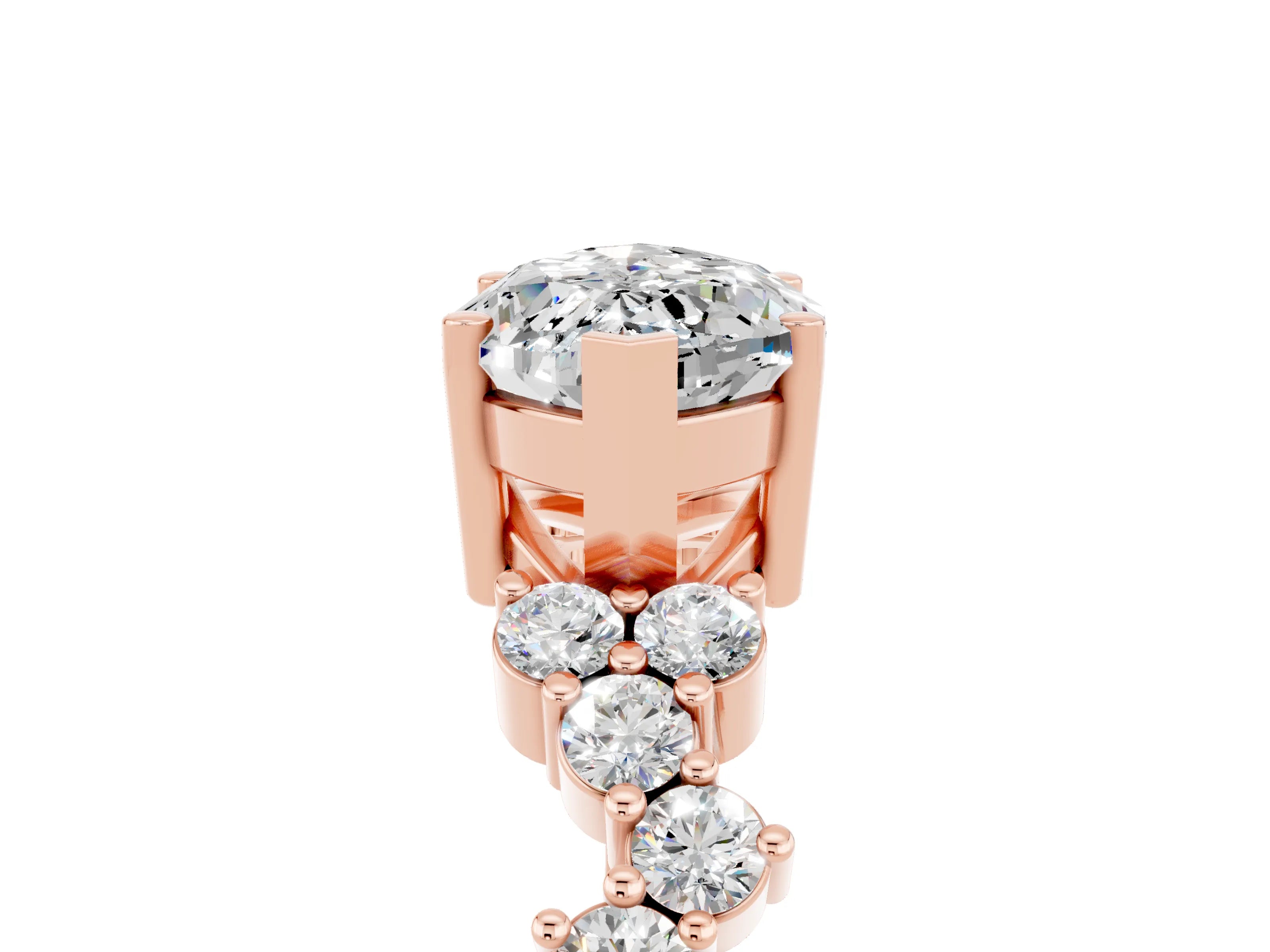 Rose gold Marquise Cut Diamond Cluster Pavé Band with Four-Prong Setting_5