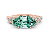 Rose gold Marquise Cut Diamond Cluster Pavé Band with Four-Prong Setting