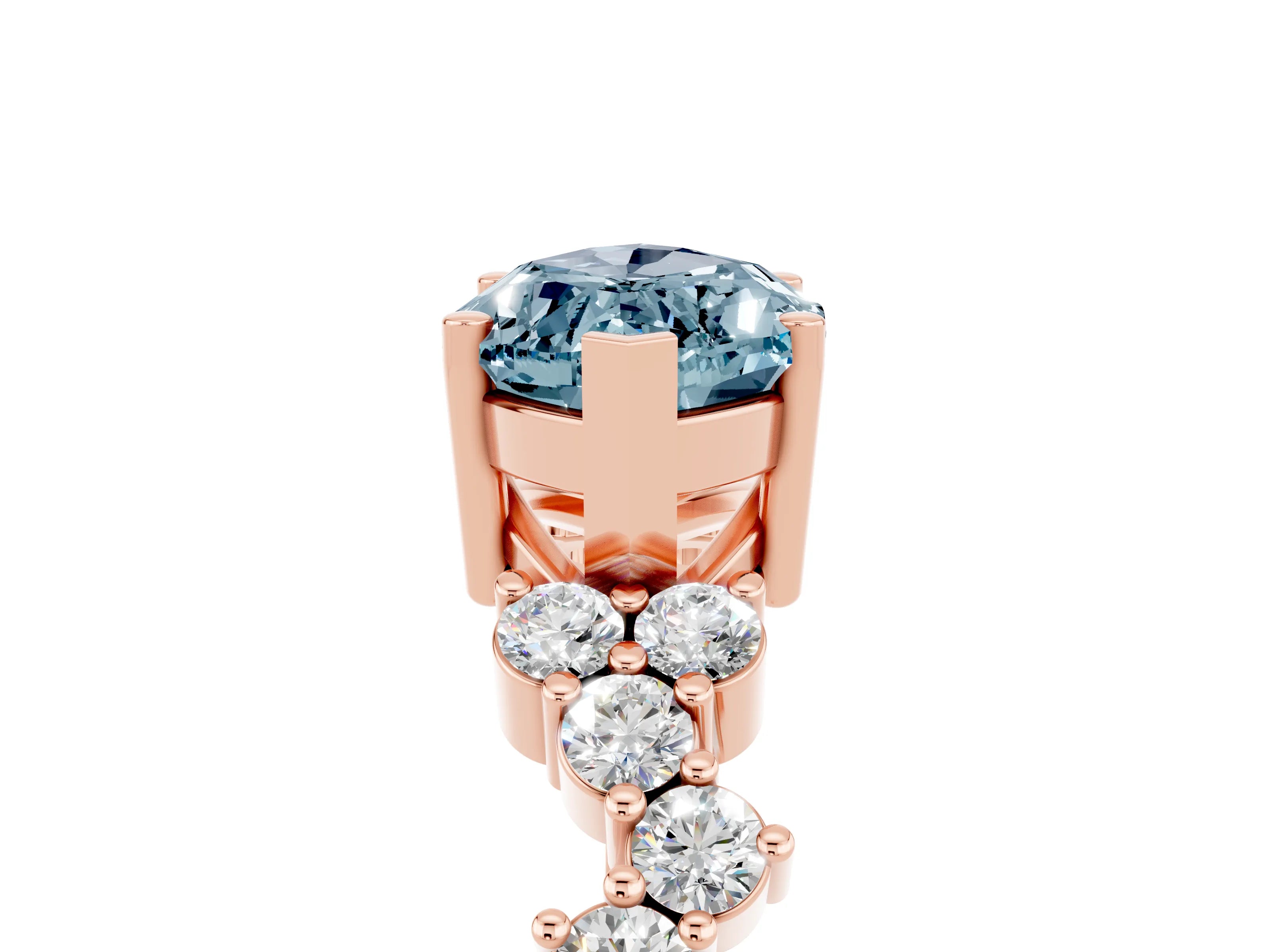 Rose gold Marquise Cut Diamond Cluster Pavé Band with Four-Prong Setting_5
