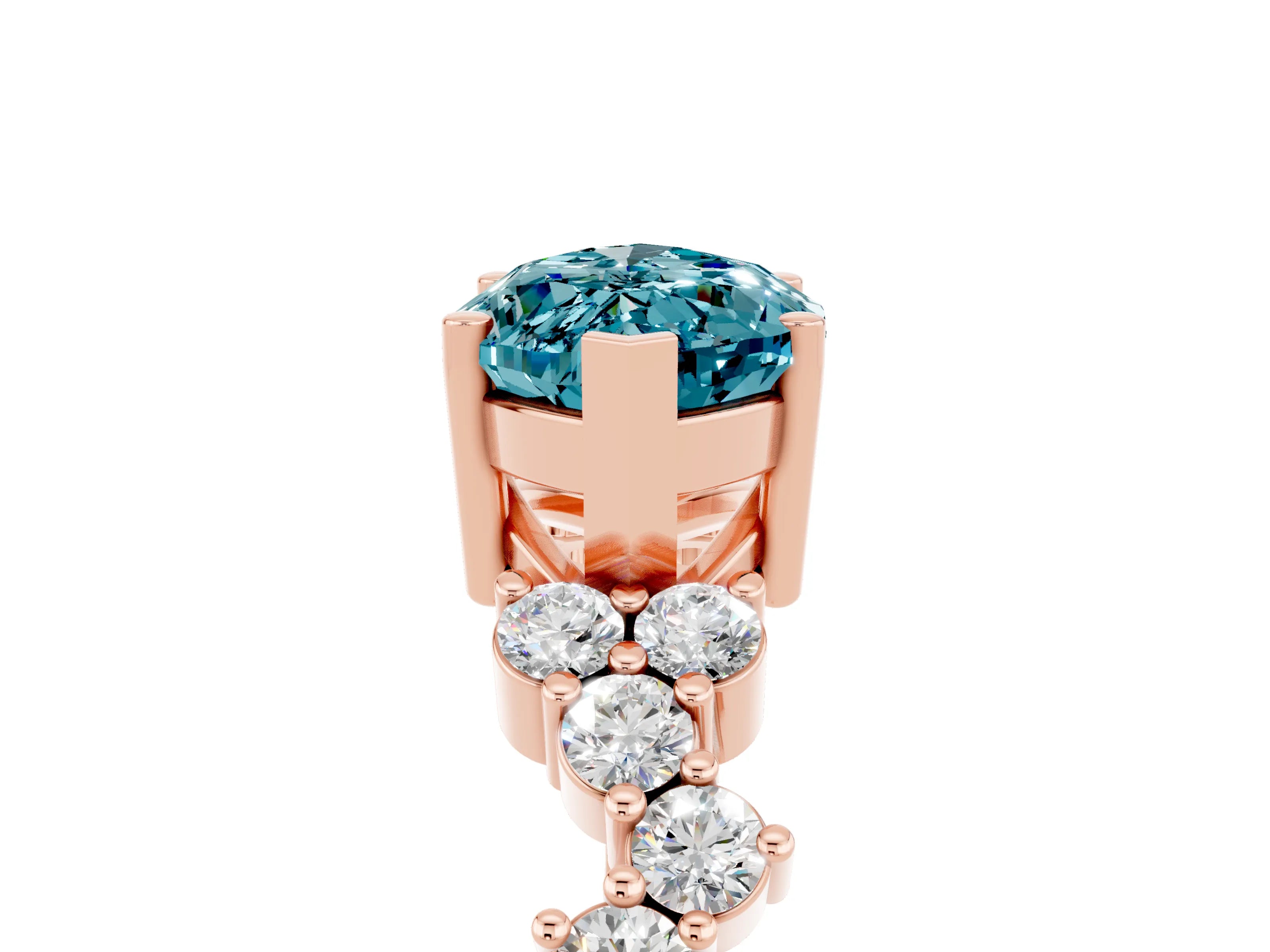 Rose gold Marquise Cut Diamond Cluster Pavé Band with Four-Prong Setting_5