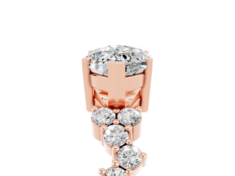 Rose gold Marquise Cut Diamond Cluster Pavé Band with Four-Prong Setting_5