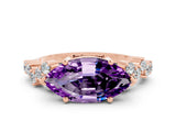 Rose gold Marquise Cut Diamond Cluster Pavé Band with Four-Prong Setting