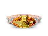 Rose gold Marquise Cut Diamond Cluster Pavé Band with Four-Prong Setting