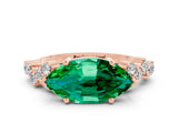 Rose gold Marquise Cut Diamond Cluster Pavé Band with Four-Prong Setting