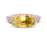 Rose gold Marquise Cut Diamond Cluster Pavé Band with Four-Prong Setting