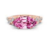 Rose gold Marquise Cut Diamond Cluster Pavé Band with Four-Prong Setting
