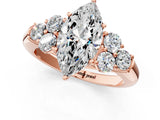 Rose gold Marquise Cut Diamond Cluster Ring with Round Accent Stones and Prong Setting on a Classic Band_62