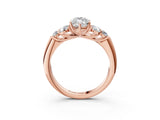 Rose gold Marquise Cut Diamond Cluster Ring with Round Accent Stones and Prong Setting on a Classic Band_64