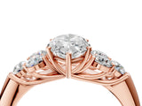 Rose gold Marquise Cut Diamond Cluster Ring with Round Accent Stones and Prong Setting on a Classic Band_65