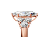 Rose gold Marquise Cut Diamond Cluster Ring with Round Accent Stones and Prong Setting on a Classic Band_66