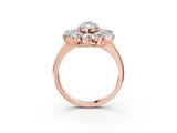 Rose gold Marquise Cut Diamond Cluster Ring with Round and Baguette Stones, Split Shank Band, Prong Setting_18