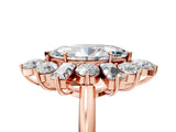 Rose gold Marquise Cut Diamond Cluster Ring with Round and Baguette Stones, Split Shank Band, Prong Setting_20