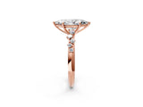 Rose gold Marquise Cut Diamond Cluster Side Stone Solitaire Ring with Prong Setting_60