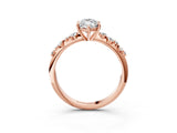 Rose gold Marquise Cut Diamond Cluster Side Stone Solitaire Ring with Prong Setting_61