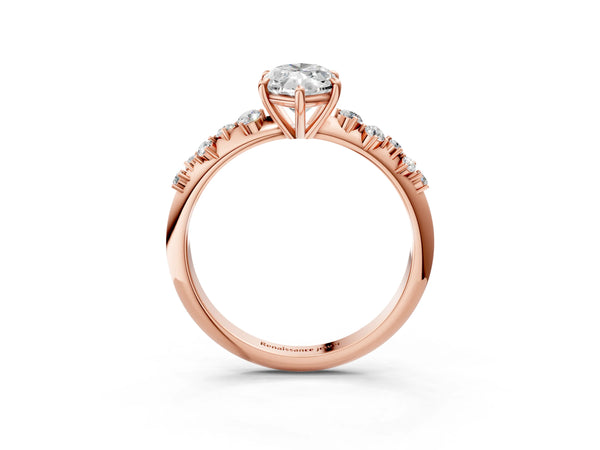 Rose Gold Marquise Solitaire Engagement Ring Setting with Graduated Cluster Accents on the Shoulders
