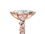 Rose gold Marquise Cut Diamond Cluster Side Stone Solitaire Ring with Prong Setting_63