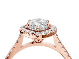 Rose gold Marquise Cut Diamond Cushion Halo Ring with Pavé Band_19