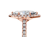 Rose gold Marquise Cut Diamond Cushion Halo Ring with Pavé Band_20