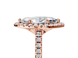 Rose gold Marquise Cut Diamond Cushion Halo Ring with Pavé Band_8