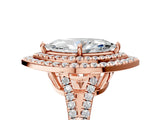 Rose gold Marquise Cut Diamond Double Halo Ring with Pavé Band and Prong Setting_103