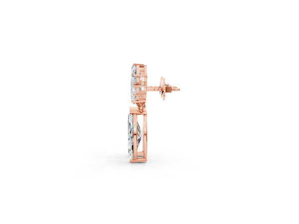 Rose gold Marquise Cut Diamond Ear Climber Drop Earrings