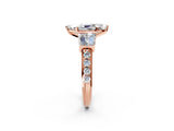 Rose gold Marquise Cut Diamond Engagement Ring with Baguette Side Stones and Channel Set Band_45