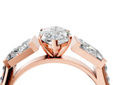 Rose gold Marquise Cut Diamond Engagement Ring with Baguette Side Stones and Channel Set Band_47