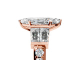 Rose gold Marquise Cut Diamond Engagement Ring with Baguette Side Stones and Channel Set Band_48