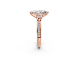 Rose gold Marquise Cut Diamond Engagement Ring with Bezel Set Round Side Stones and Prong Setting_63
