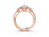 Rose gold Marquise Cut Diamond Engagement Ring with Bezel Set Round Side Stones and Prong Setting_64