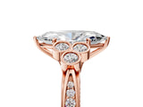 Rose gold Marquise Cut Diamond Engagement Ring with Bezel Set Round Side Stones and Prong Setting_66