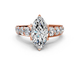 Rose gold Marquise Cut Diamond Engagement Ring with Pavé Band and Four-Prong Setting_15