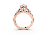 Rose gold Marquise Cut Diamond Engagement Ring with Pavé Band and Four-Prong Setting_18