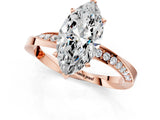 Rose gold Marquise Cut Diamond Engagement Ring with Side Stone Accents and Four-Prong Setting_107