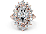 Rose gold Marquise Cut Diamond Floral Double Halo Engagement Ring with Prong Setting_27