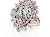 Rose gold Marquise Cut Diamond Floral Double Halo Engagement Ring with Prong Setting_28