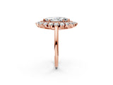 Rose gold Marquise Cut Diamond Floral Double Halo Engagement Ring with Prong Setting_29