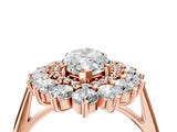 Rose gold Marquise Cut Diamond Floral Double Halo Engagement Ring with Prong Setting_31