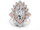 Rose gold Marquise Cut Diamond Floral Double Halo Engagement Ring with Prong Setting_63