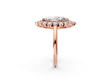 Rose gold Marquise Cut Diamond Floral Double Halo Engagement Ring with Prong Setting_65