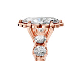 Rose gold Marquise Cut Diamond Floral Halo Engagement Ring with Shared Prong Setting 1