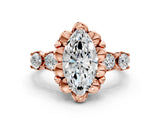 Rose gold Marquise Cut Diamond Floral Halo Engagement Ring with Shared Prong Setting 2