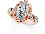 Rose gold Marquise Cut Diamond Floral Halo Engagement Ring with Shared Prong Setting 3
