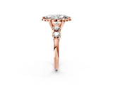 Rose gold Marquise Cut Diamond Floral Halo Engagement Ring with Shared Prong Setting 4