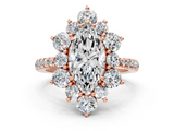 Rose gold Marquise Cut Diamond Floral Halo Pave Band with Prong Setting_35