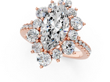 Rose gold Marquise Cut Diamond Floral Halo Pave Band with Prong Setting_36