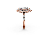 Rose gold Marquise Cut Diamond Floral Halo Pave Band with Prong Setting_37