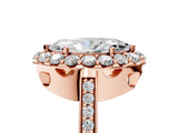Rose gold Marquise Cut Diamond Floral Halo Ring with Pavé Band and Prong Setting_8