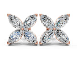 10K Rose Gold 1.03 Carat E-F VVS-VS Marquise Diamond Flower Stud Earrings